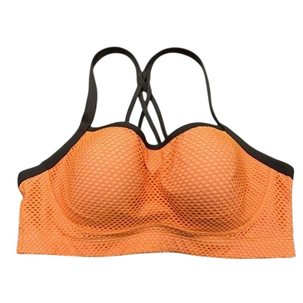 Victoria's Secret Sports Bra Womens 36B Orange VSX Sport Mesh Strappy Back